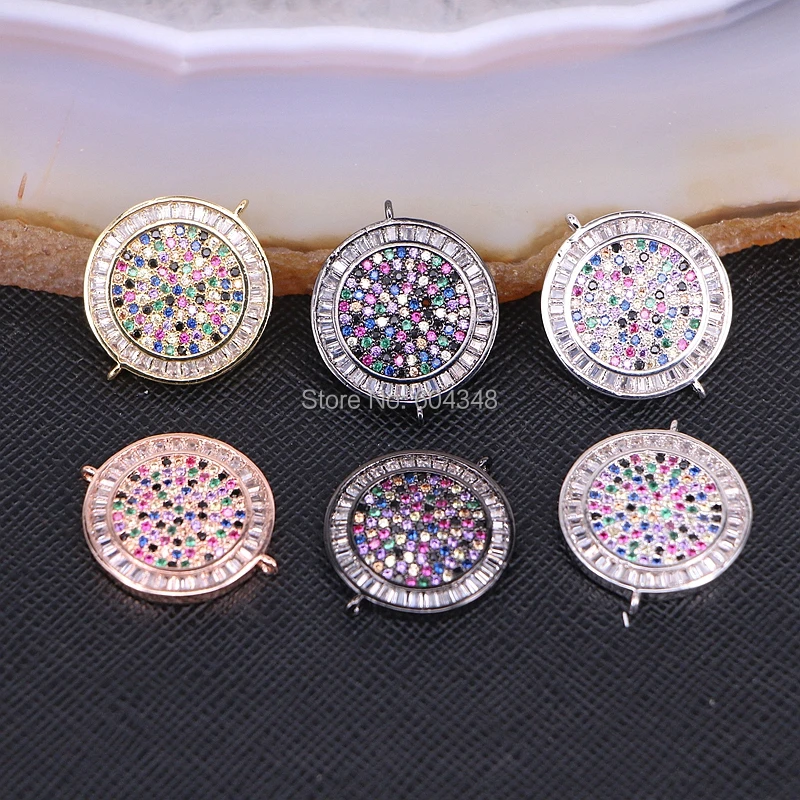 

10PCS ZYZ176-1391 Femme Jewelry Micro Pave Multi Crystal CZ Round Connector Bracelet for Women Girls Fashion Charm Women Gifts
