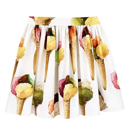 17SKIRT 071 Юбка для девочек; сезон весна-осень; модная Милая юбка с принтом мороженого; детская юбка принцессы; От 2 до 12 лет - Цвет: 17SKIRT 071