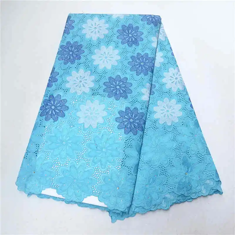 Teal Green African Swiss Voile Lace Fabric 2019 High-grade embroidery With Stones Nigerian Cotton 5Yards PSA730-6 | Дом и сад