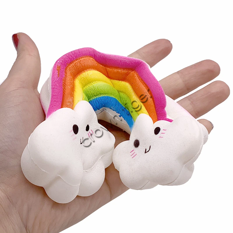 Jumbo Smiley Rainbow Squishy медленно Восстанавливающий имитационный хлеб торт