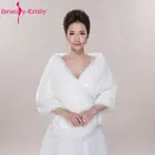 Женская теплая накидка для невесты, белое Элегантное зимнее пальто с мехом, простой окрашенный Свадебный жакет, свадебное пальто, 2019