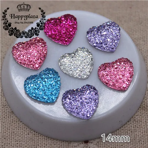 mix colors 50pcs 50 шт. 14 мм Bling Смолы Гипсофилы со стразами Сердце Flatback Камень Кабошон DIY Ювелирные изделия/ремесло украшения - Цвет: mix colors 50pcs