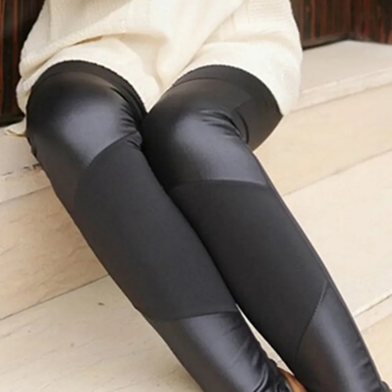 Леггинсы для женщин из глянцевой ткани модные длинные брюки девочек|splice