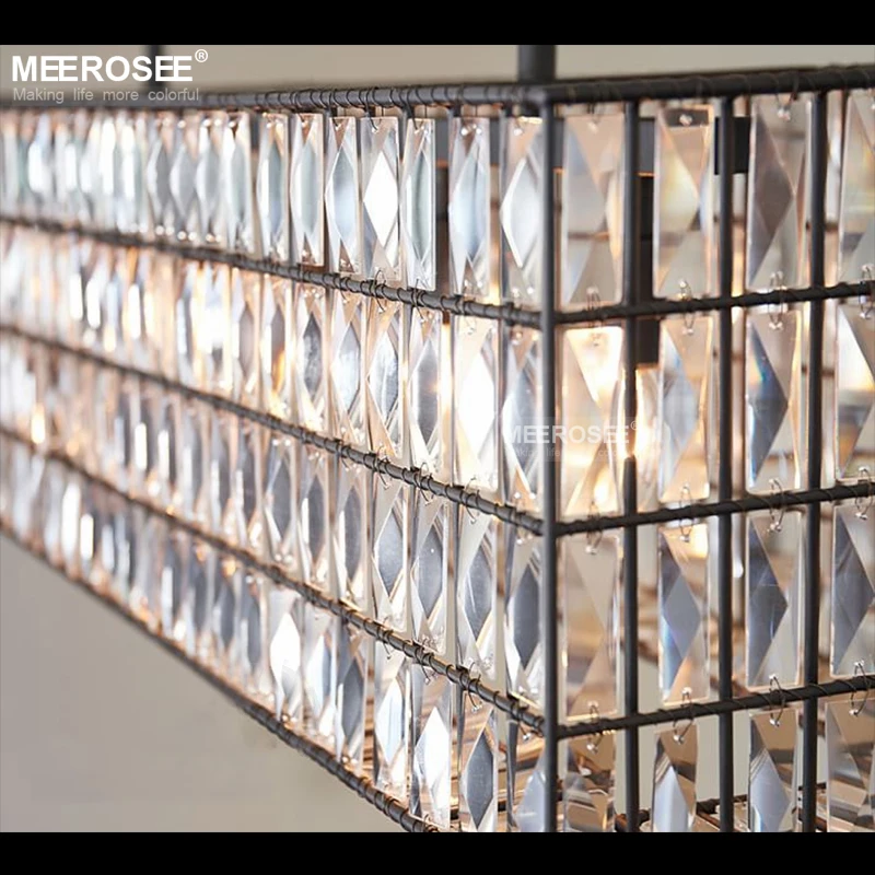 

Good Quality K9 Crystal Chandelier Drop Lustre Rectangle Shape Hanging Lamp Light Fixture Luminaires Lamparas for Hotel Project