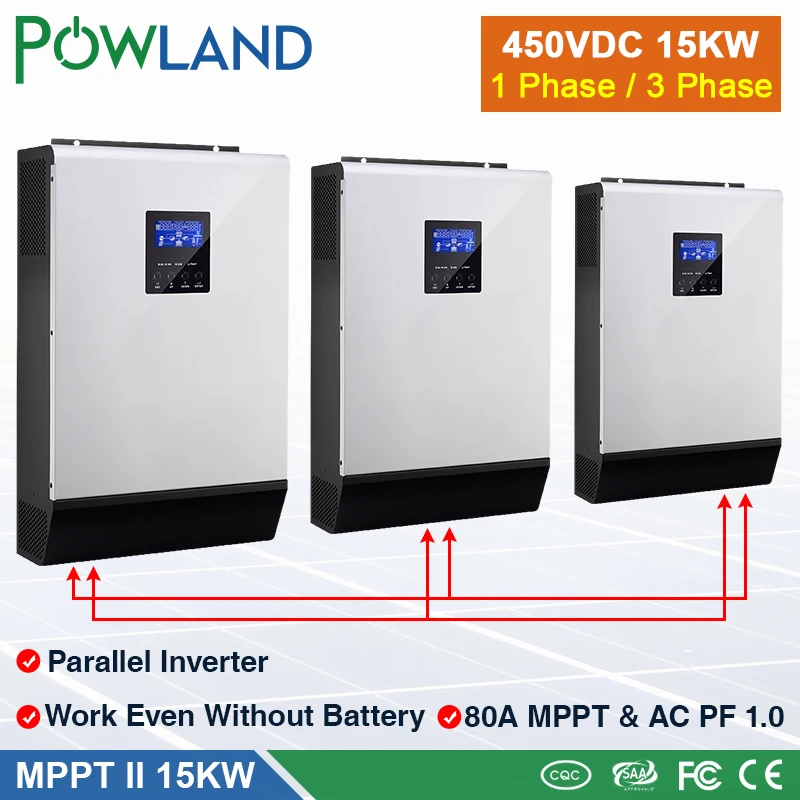 15KW 450VDC солнечный инвертор 80A MPPT 48Vdc 230VAC Гибридный решетки 60A зарядное устройство