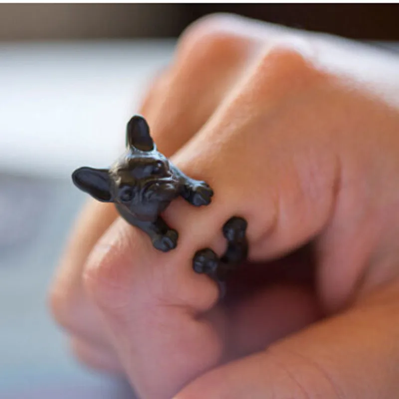 1 шт. 2017 кольцо на палец с французским бульдогом Мопсом милые золотые новые черные