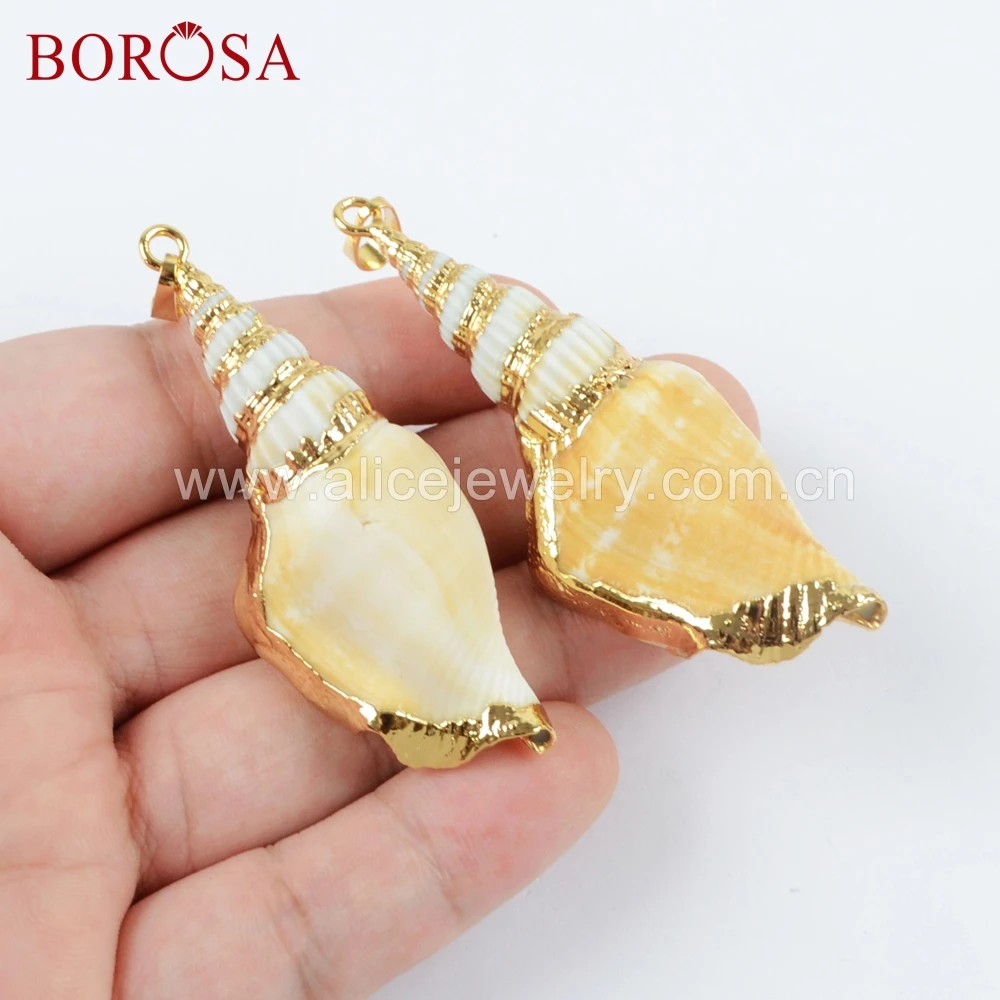 Оптовая продажа 10 шт. подвеска BOROSA из ракушек натурального цвета украшенная