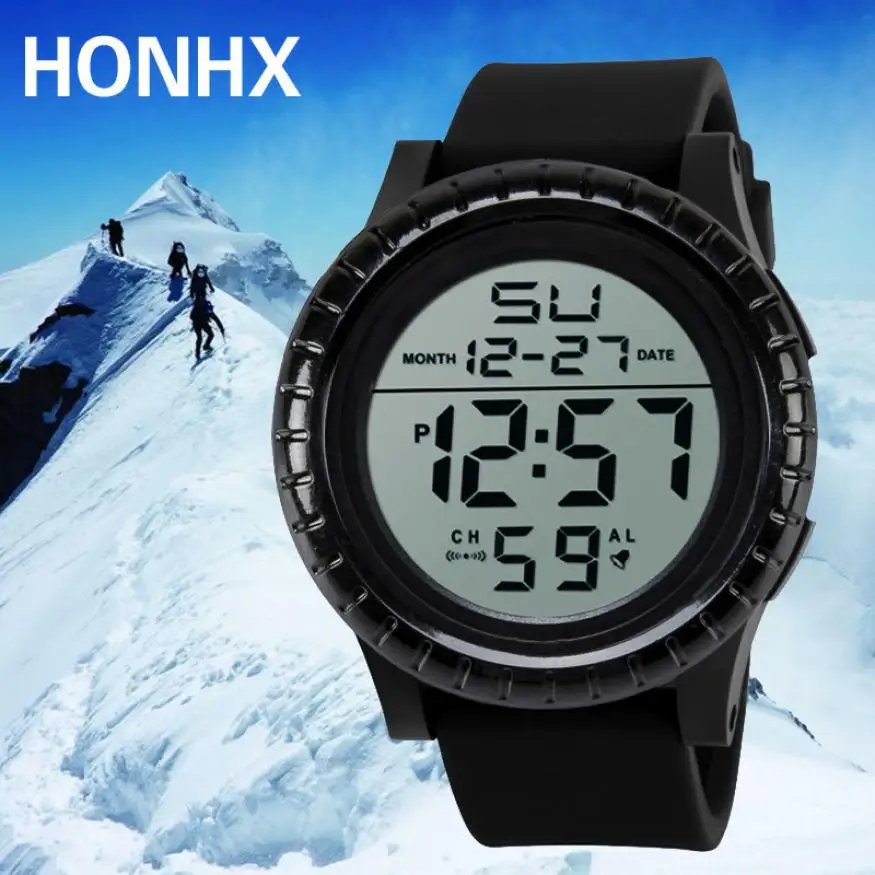 HONHX Fashion Men's LED quartz wristwatches watches men waterproof watch pour 2018 Digital Quartz Military Sport Date Watch #D | Наручные