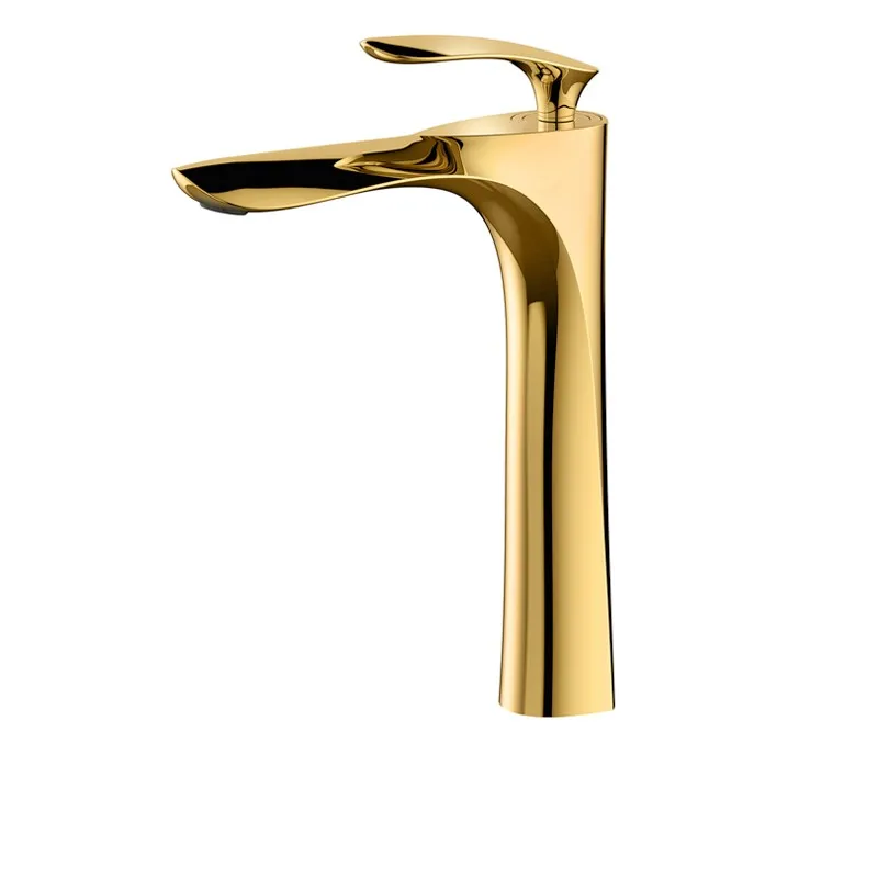 Роскошный Золотой Высокий Низкий латунный Смеситель для ванной комнаты