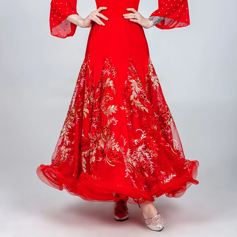 red skirt Стандартная Женская юбка, юбки для бальных танцев, топы для фламенко, юбка для фламенко, испанский костюм для фламенко, Одежда для танцев, Одежда для танцев - Цвет: red skirt