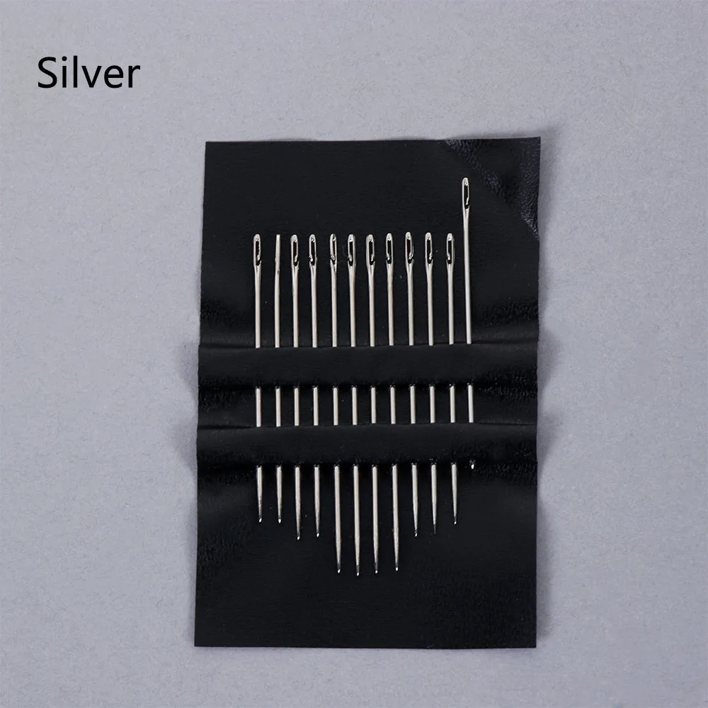 Серебристый 12 шт./партия инструмент для вышивки DIY рукоделие иглы для слепых самонарезание ручной швейный набор иголок бытовые инструменты швейные принадлежности - Цвет: Серебристый