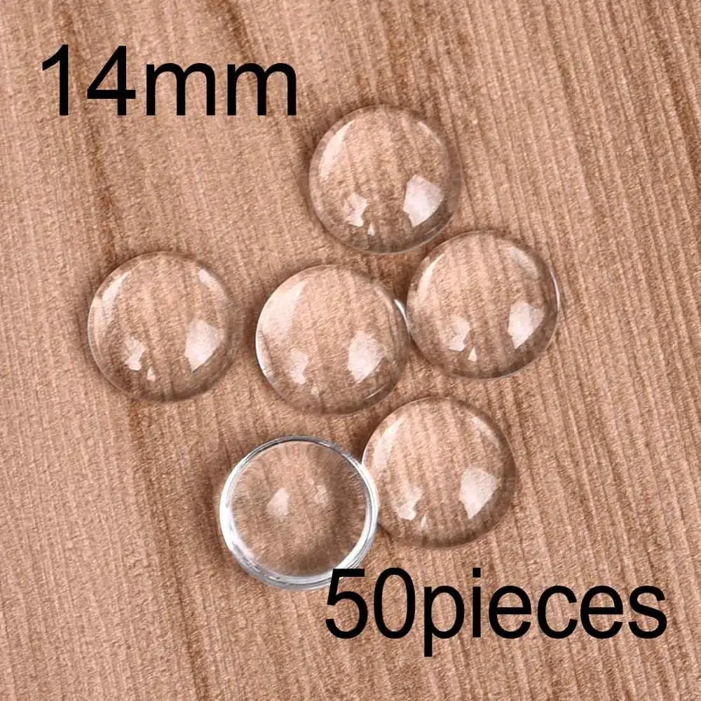 Round 14mm 50pcs Круглые прозрачные кабошоны овальные квадратные сердца с плоской задней частью прозрачное стекло для ювелирных изделий ручной работы - Цвет: Round 14mm 50pcs