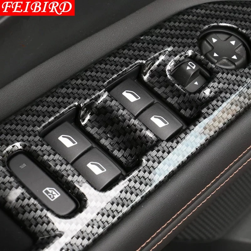 ABS Inside Door Handle Surround Window Lift Switch Panel Cover Trim MATTE CARBON FIBER STYLE For Peugeot 3008 3008GT 2017 2018 | Автомобили