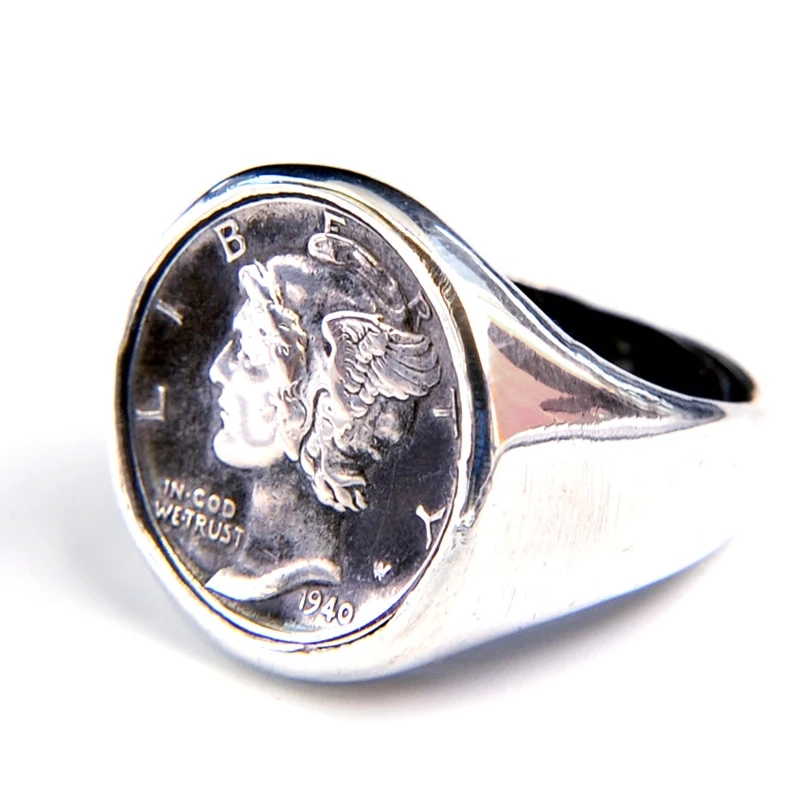 

Custom 925 Sterling Silver Antique Coin Ring True Coin Handmade Silver Coin Couple Ring Woman's ring and man's ring