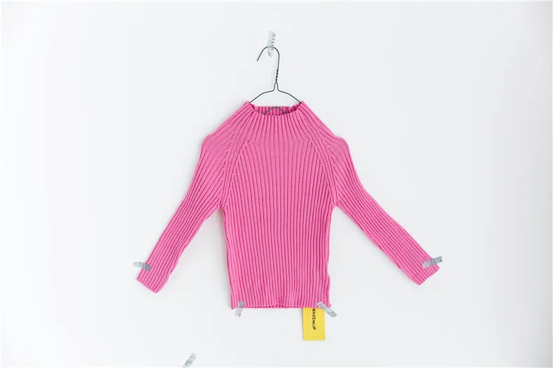 pink Rlyaeiz/зимние весенние свитера для маленьких девочек мягкий хлопковый вязаный пуловер для мальчиков Детский свитер в рубчик ярких цветов Рождественский свитер - Цвет: pink