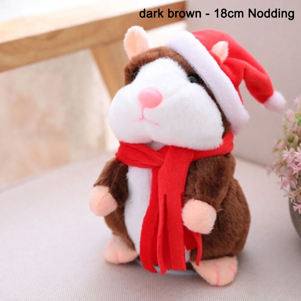 18cm Nodding brown Дерзкий хомяк Электрический говорящий ходячий питомец Рождественская игрушка говорящая Запись Хомяк подарок FJ88 - Цвет: 18cm Nodding brown