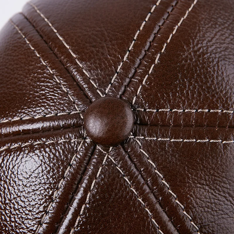 Thin Genuine Leather Hat Men's Autumn Winter Visor Cap Male Middle-aged Dad Cowhide Hats Men Fashion High Quality Caps H6916 |