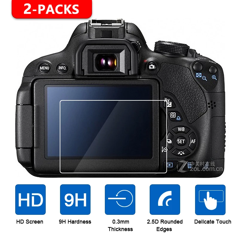 2 шт. закаленное стекло для Canon EOS R R5 R6 Ra RP M M2 100D 200D 250D 600D 650D 700D 2000D 9000D 1Dx 1Dc|Защита