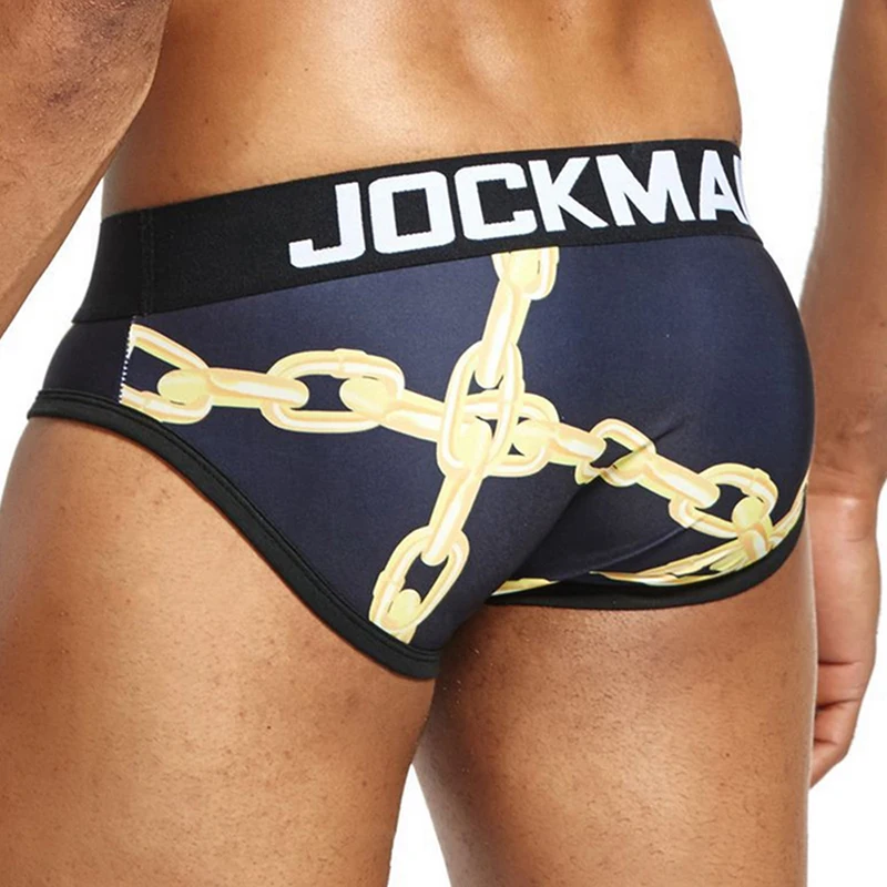 

Jockmail Sexy Underwear Briefs Men Cuecas homme calzoncillos Slips Panties Bulge Pouch Underpant Playful Chains Printed