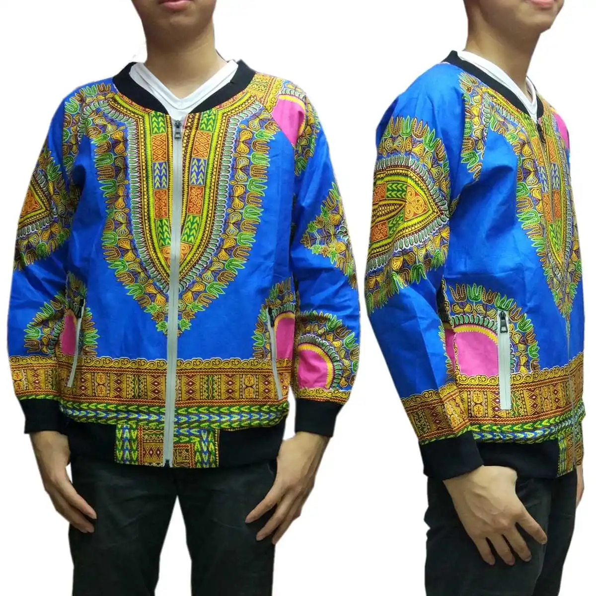 Африканский dashiki Бейсбол Куртка хип-хоп Африка Базен Riche одежда 3D принтом молния Батик Пальто Куртка-бомбер A61205