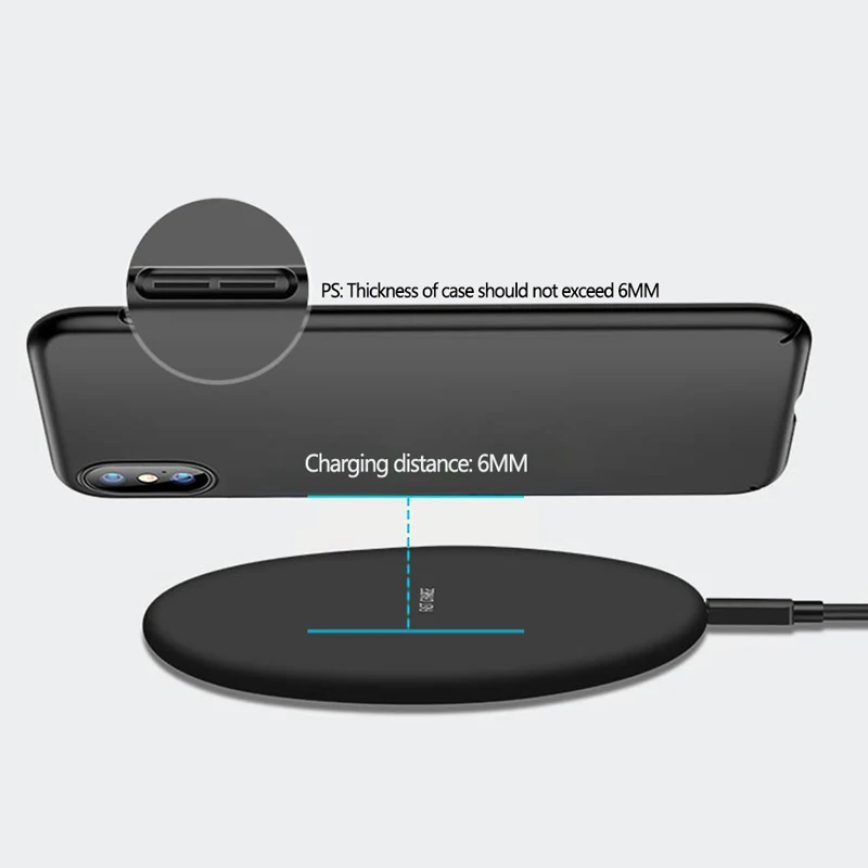 Беспроводное быстрое зарядное устройство для iPhone X Samsung Galaxy Note 8 S8 S7 S6 Plus QI