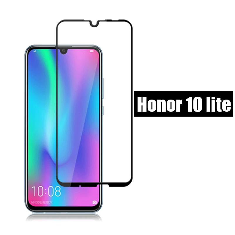 Закаленное стекло с полным покрытием для Huawei honor 10 lite защита экрана чехол huawei light