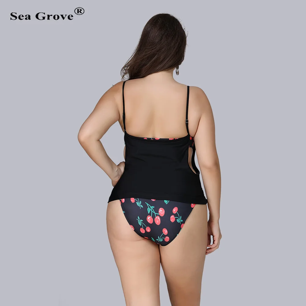 

Plus Size Swimwear Two Piece Set Tropical Print Halter Tankini Swimsuits Big Bathing Suit Simple Brief Sexy Tank Top Beachwear