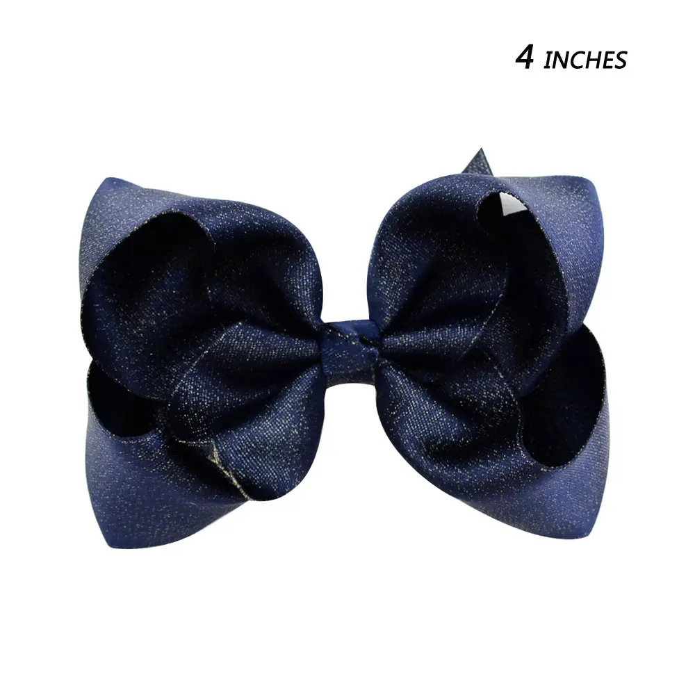 style 2 navy blue Ruoshui 4 ''/8" Детские бантики для волос напечатанные заколки ПУ блестящие заколки для волос Цветочные Шпильки волос ручной работы девушки Бохо аксессуары для волос - Цвет: style 2 navy blue