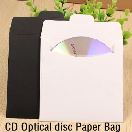 Винтажный бумажный пакет для оптических дисков CD/черный и белый