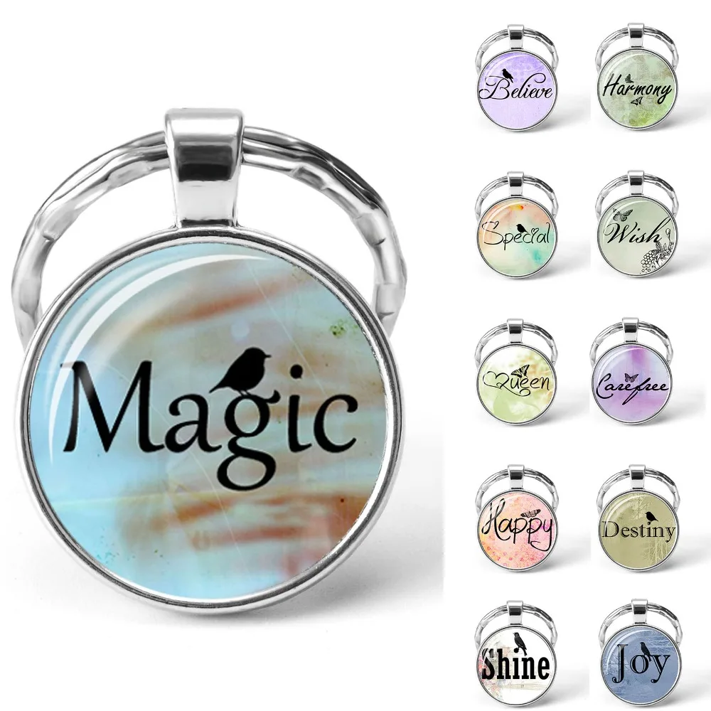 Shine Magic Quote брелок для путешествий автомобильная цепочка ключей стекло кабошон