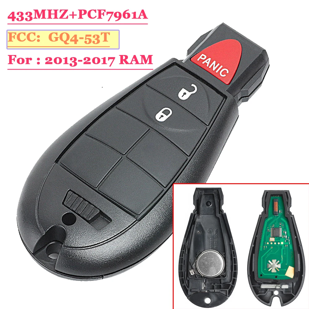 2 кнопки ram 1500 2500 3500 4500 2013- Замена дистанционного управления автомобильный брелок 433 МГц GQ4-53T PCF7961A чип