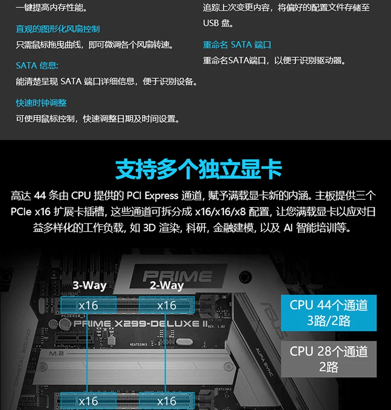 Материнская плата Asus PRIME X299-DELUXE II для настольных ПК и игр ATX
