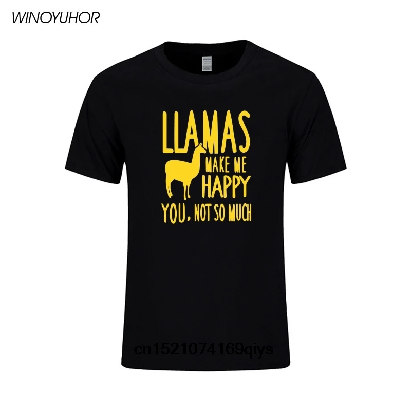 Мужская футболка Новое поступление s тройники забавные Llamas Make Me Happy You не так много