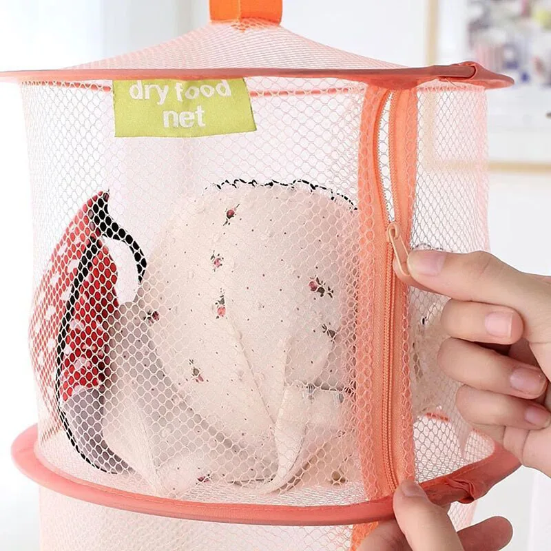 2 Colors Underwear Bra Laundry Sweater Hanging Basket Windproof Folding Multi-Layer Drying Rack Mesh Clothes Dryer Net | Дом и сад