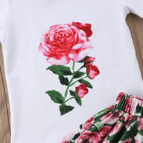 Комплект из 2 предметов для маленьких девочек топы с короткими рукавами футболка