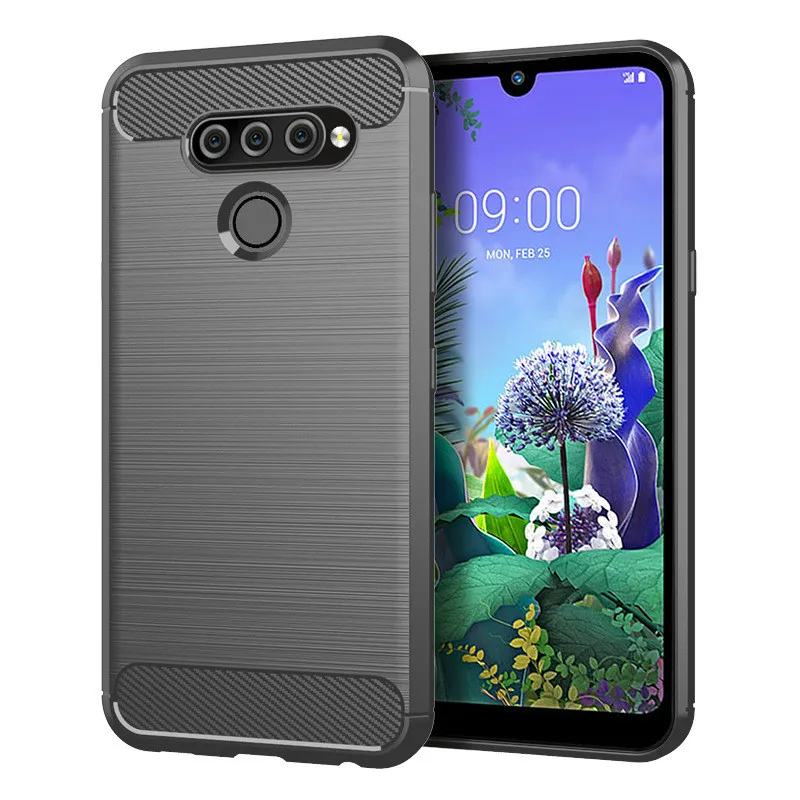 Для LG K50S Q60 K40 чехол из матового углеродного волокна Мягкий силиконовый бампер чехол для LG Stylo 5 K40 Q60 Q70 чехол для телефона - Цвет: Серый