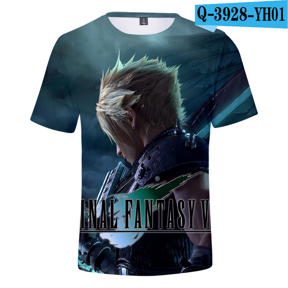 Final Fantasy футболка Харадзюку футболки Мужская Уличная одежда Харадзюку короткий рукав Kpop футболки размера плюс уличный стиль - Цвет: E