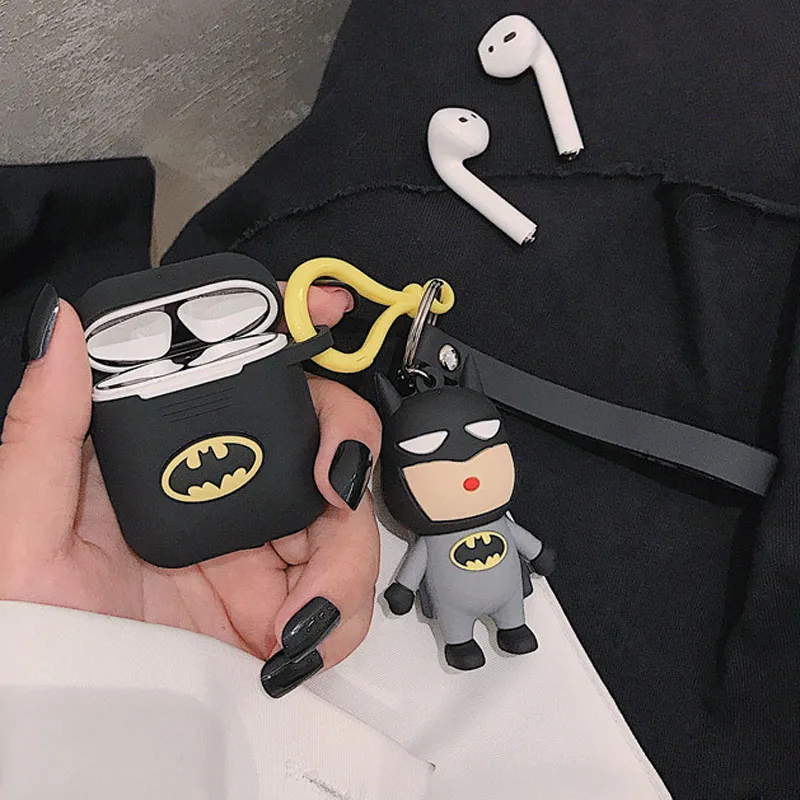 Милый мультяшный супергерой Мягкая кукла из силикона чехол для Apple Airpods 1 2 Чехол беспроводной Bluetooth наушники Железный человек крышка Coque Box - Цвет: 3