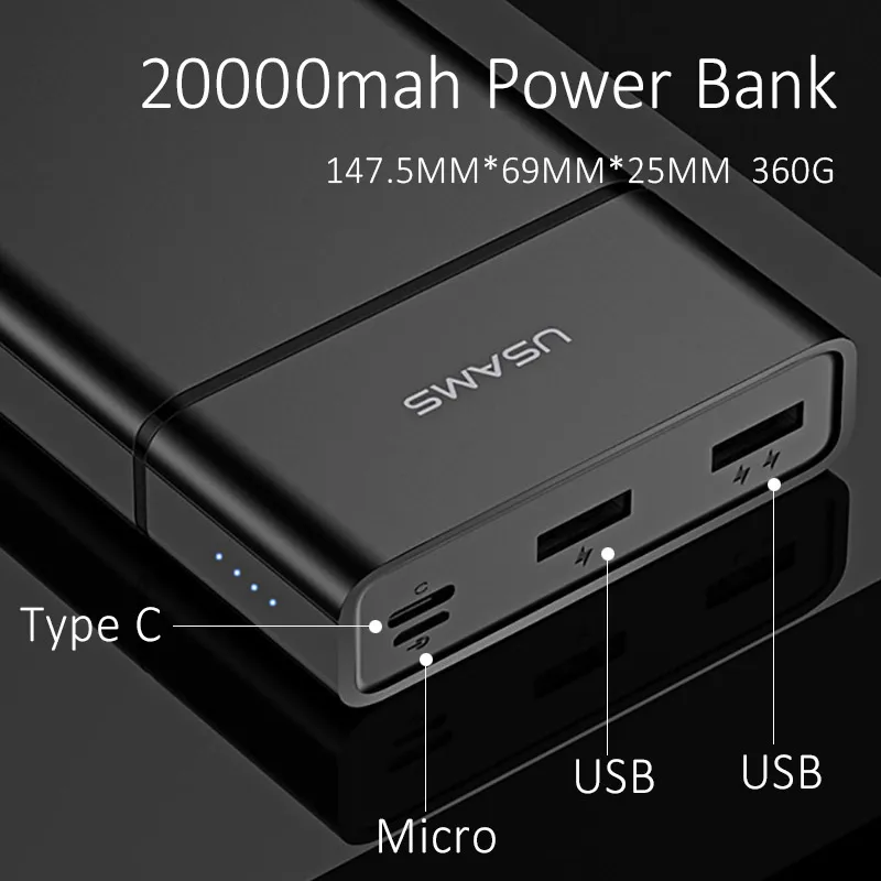 USAMS 20000 мАч запасные аккумуляторы для телефонов Портативный зарядки ультра