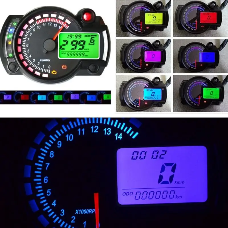 7-Color LED Motorcycle RX2N ATV LCD Digital Speedometer Tachometer Meter 15000rpm | Автомобили и мотоциклы