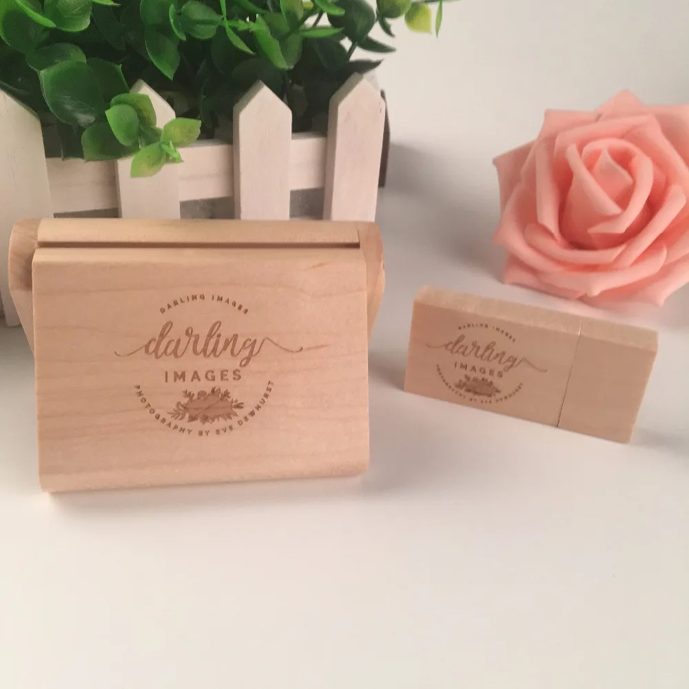 

Custom Wooden Box+Square maple usb 2.0 memory flash stick pen drive