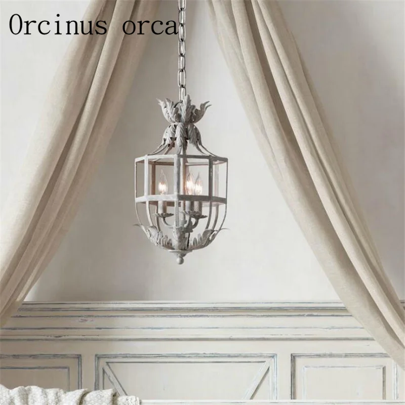 Французский Принцесса комната цветок люстра американский стиль Железный