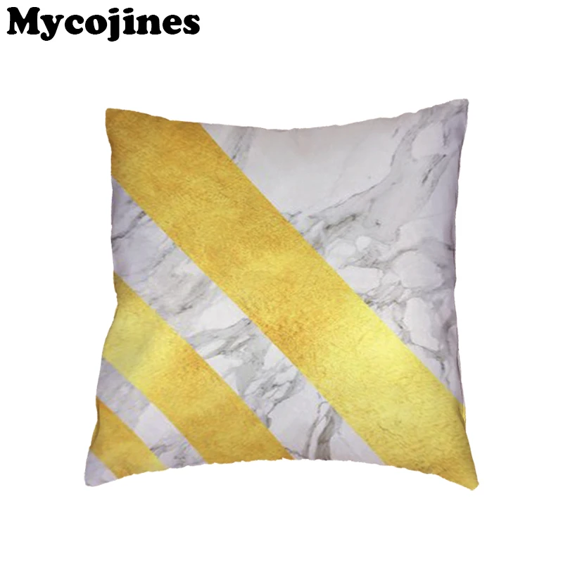 

Simple Gold Marble White Cushion Cover 45x45cm Home Living Room Bedroom Sofa Decoration Print Polyester Peach Skin Pillow Cases