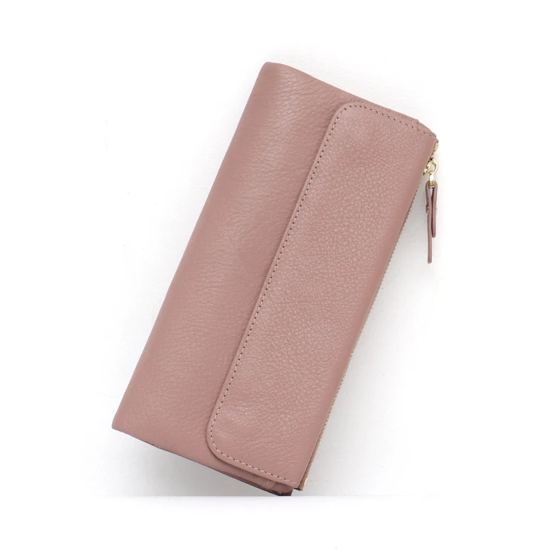 PINK SC класса люкс из натуральной кожи Для женщин Длинный кошелек женский многофункциональный несколькими карманами сумка Женская кожаная обувь с отделением для карт, кошелек, бумажник, бумажник - Цвет: PINK