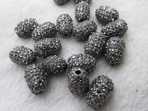 

high quality 50pcs 13x18mm Pave Micro Rhinestone Brass Crystal Connector ,Rice Drum Hematite Gunmetal jewelry Finding