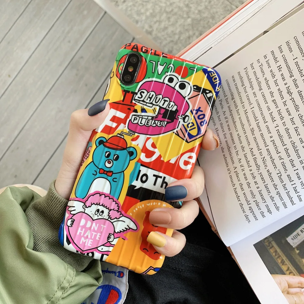 Брендовый чехол для iPhone X Xs Max Xr 7 8 Plus чемодана высококачественный из ТПУ 6 6s мягкий
