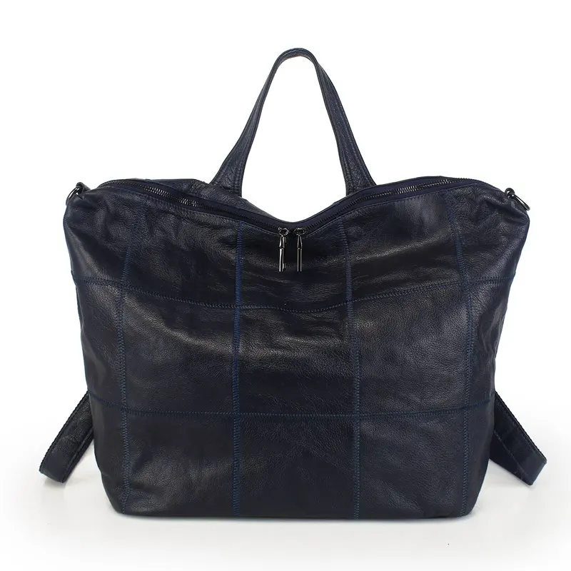 dark blue backpack SUNNY SHOP рюкзак из натуральной кожи дизайнерский рюкзак на плечо Модный Большой Вместительный Клетчатый Рюкзак Кошелек из мягкой кожи - Цвет: dark blue backpack