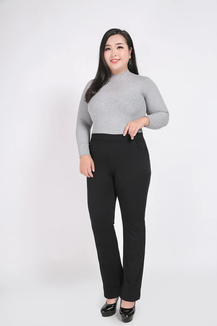 Женские деловые брюки черного цвета размера плюс 5XL 7XL, женские прямые брюки черного цвета, женские брюки большого размера YH07