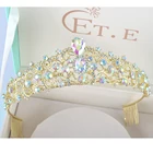 Роскошные тиары в стиле барокко с золотыми кристаллами для свадебных торжеств, вечерние женские Стразы Диадемы для девочек, свадебные украшения для волос