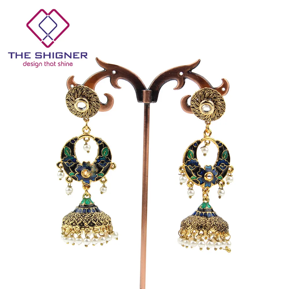 Традиционное ювелирное изделие в индийском стиле chandali Jhumka Jhumki серьги с эмалью